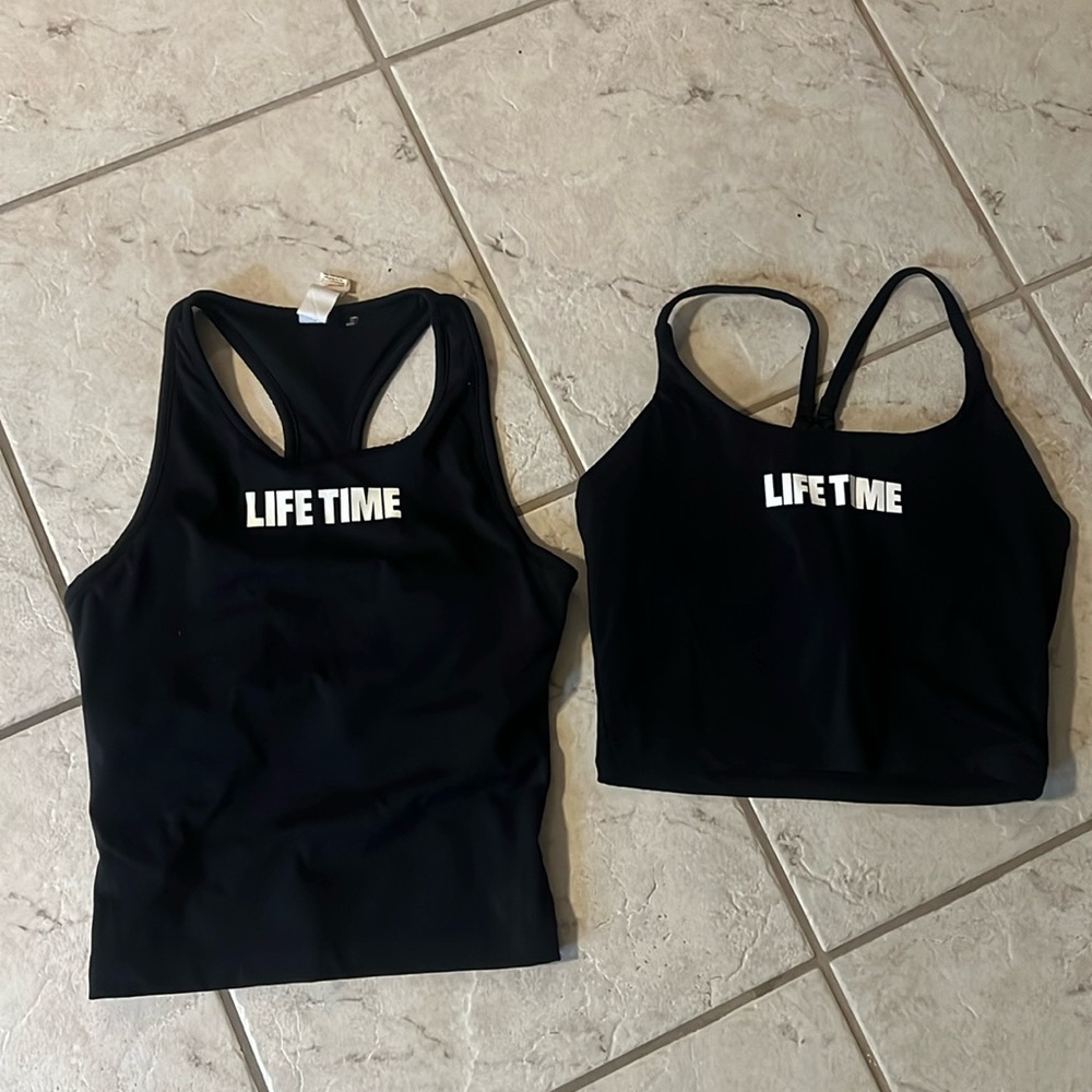 Set of two padded lifetime fitted workout tank tops